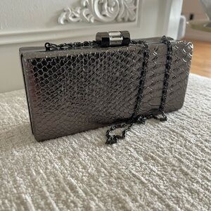 Gray Snakeskin Clutch